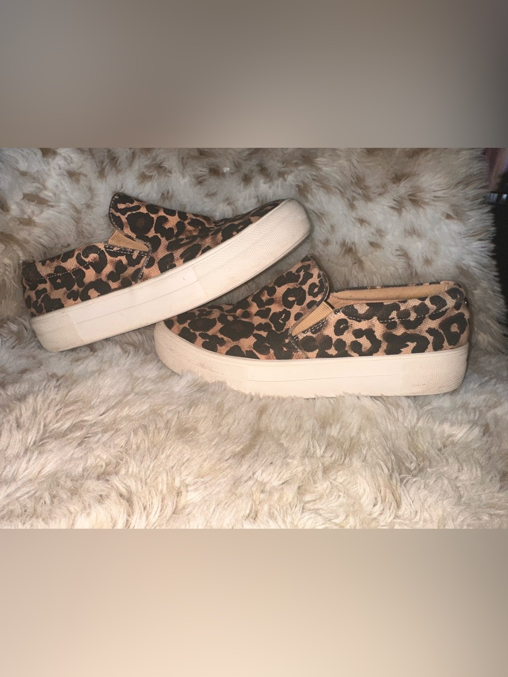 Steve Madden Leopard Print Slip-On Platform Sneakers in Tan and Black